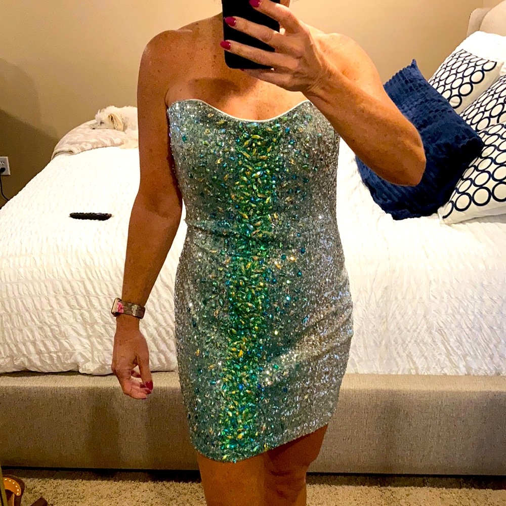 Beaded ombré mini dress NWT